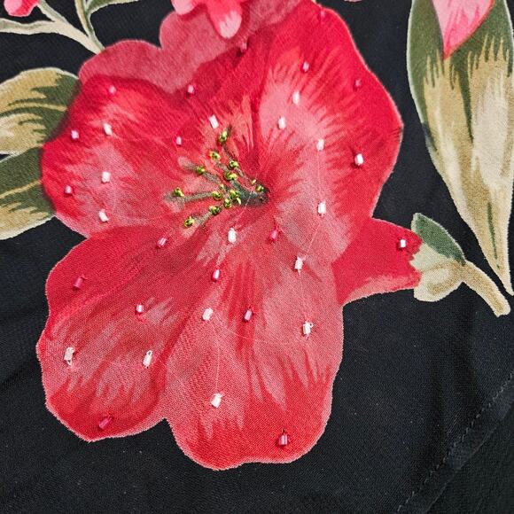 New Pave by Eva Blue Skirt Handkerchief Embellished Maxi Floral Lagenlook XL - Picture 3 of 13